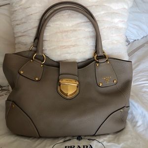Authentic Prada shoulder buckle detail bag